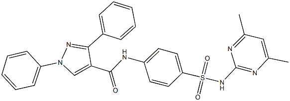 N-(4-{[(4,6-dimethyl-2-pyrimidinyl)amino]sulfonyl}phenyl)-1,3-diphenyl-1H-pyrazole-4-carboxamide Struktur