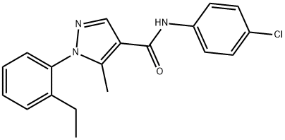 N-(4-chlorophenyl)-1-(2-ethylphenyl)-5-methyl-1H-pyrazole-4-carboxamide Struktur