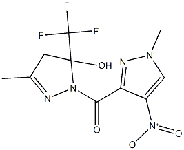 1-({4-nitro-1-methyl-1H-pyrazol-3-yl}carbonyl)-3-methyl-5-(trifluoromethyl)-4,5-dihydro-1H-pyrazol-5-ol Struktur