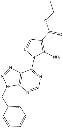 ethyl 5-amino-1-(3-benzyl-3H-[1,2,3]triazolo[4,5-d]pyrimidin-7-yl)-1H-pyrazole-4-carboxylate Struktur