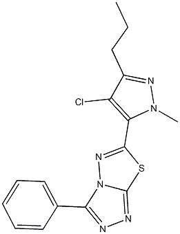 6-(4-chloro-1-methyl-3-propyl-1H-pyrazol-5-yl)-3-phenyl[1,2,4]triazolo[3,4-b][1,3,4]thiadiazole Struktur