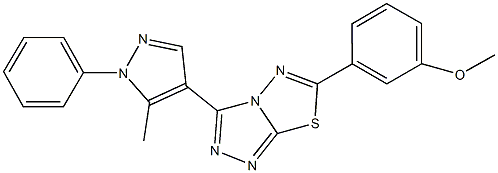 methyl 3-[3-(5-methyl-1-phenyl-1H-pyrazol-4-yl)[1,2,4]triazolo[3,4-b][1,3,4]thiadiazol-6-yl]phenyl ether Struktur