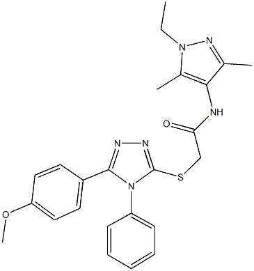 N-(1-ethyl-3,5-dimethyl-1H-pyrazol-4-yl)-2-{[5-(4-methoxyphenyl)-4-phenyl-4H-1,2,4-triazol-3-yl]sulfanyl}acetamide Struktur