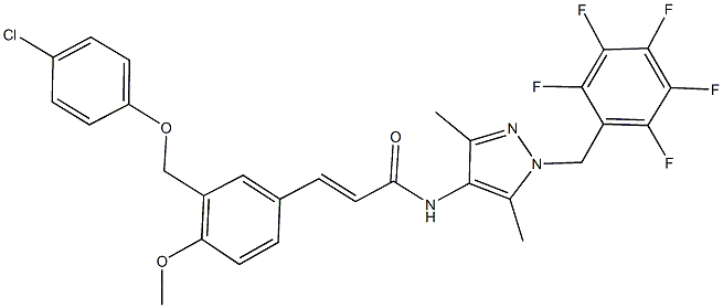 3-{3-[(4-chlorophenoxy)methyl]-4-methoxyphenyl}-N-[3,5-dimethyl-1-(2,3,4,5,6-pentafluorobenzyl)-1H-pyrazol-4-yl]acrylamide Struktur