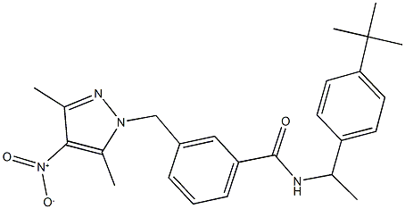 N-[1-(4-tert-butylphenyl)ethyl]-3-({4-nitro-3,5-dimethyl-1H-pyrazol-1-yl}methyl)benzamide Struktur