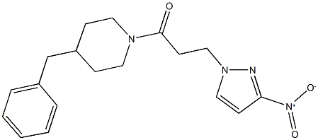 4-benzyl-1-(3-{3-nitro-1H-pyrazol-1-yl}propanoyl)piperidine Struktur