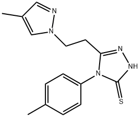 4-(4-methylphenyl)-5-[2-(4-methyl-1H-pyrazol-1-yl)ethyl]-4H-1,2,4-triazole-3-thiol Struktur