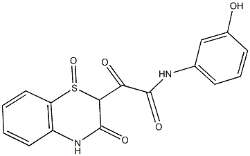 N-(3-hydroxyphenyl)-2-(1-oxido-3-oxo-3,4-dihydro-2H-1,4-benzothiazin-2-yl)-2-oxoacetamide Struktur