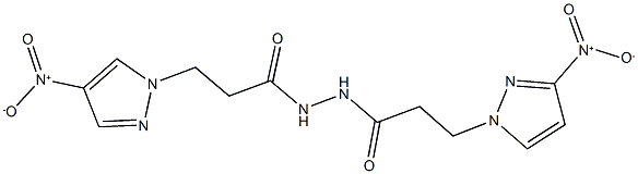 3-{3-nitro-1H-pyrazol-1-yl}-N'-(3-{4-nitro-1H-pyrazol-1-yl}propanoyl)propanohydrazide Struktur