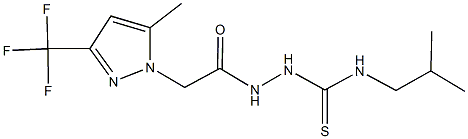 N-isobutyl-2-{[5-methyl-3-(trifluoromethyl)-1H-pyrazol-1-yl]acetyl}hydrazinecarbothioamide Struktur