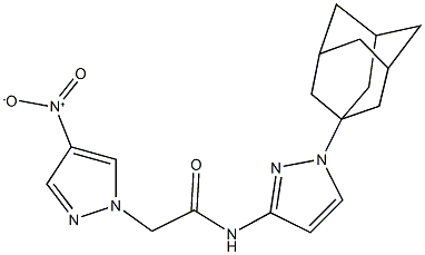 N-[1-(1-adamantyl)-1H-pyrazol-3-yl]-2-{4-nitro-1H-pyrazol-1-yl}acetamide Struktur