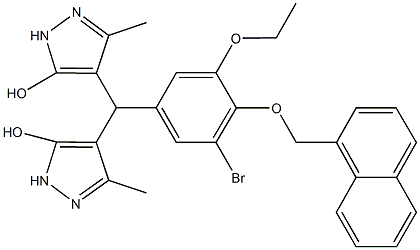 4-[[3-bromo-5-ethoxy-4-(1-naphthylmethoxy)phenyl](5-hydroxy-3-methyl-1H-pyrazol-4-yl)methyl]-3-methyl-1H-pyrazol-5-ol Struktur