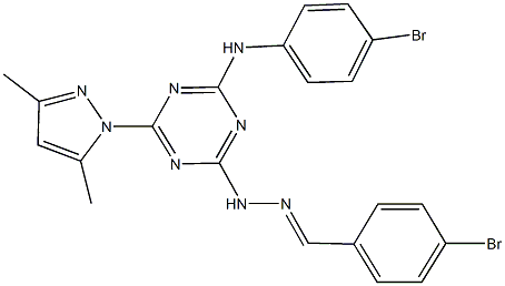 4-bromobenzaldehyde [4-(4-bromoanilino)-6-(3,5-dimethyl-1H-pyrazol-1-yl)-1,3,5-triazin-2-yl]hydrazone Struktur