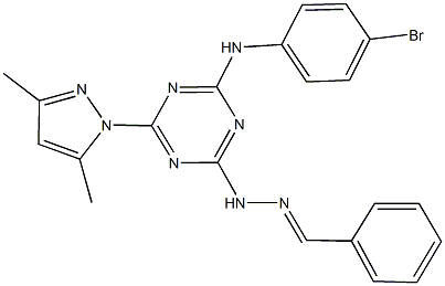 benzaldehyde [4-(4-bromoanilino)-6-(3,5-dimethyl-1H-pyrazol-1-yl)-1,3,5-triazin-2-yl]hydrazone Struktur