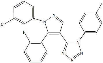 5-[1-(3-chlorophenyl)-5-(2-fluorophenyl)-1H-pyrazol-4-yl]-1-(4-methylphenyl)-1H-tetraazole Struktur