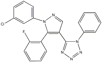 5-[1-(3-chlorophenyl)-5-(2-fluorophenyl)-1H-pyrazol-4-yl]-1-phenyl-1H-tetraazole Struktur