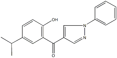 (2-hydroxy-5-isopropylphenyl)(1-phenyl-1H-pyrazol-4-yl)methanone Struktur