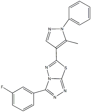 3-(3-fluorophenyl)-6-(5-methyl-1-phenyl-1H-pyrazol-4-yl)[1,2,4]triazolo[3,4-b][1,3,4]thiadiazole Struktur