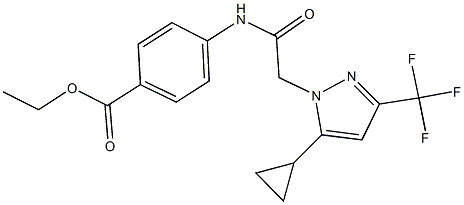 ethyl 4-({[5-cyclopropyl-3-(trifluoromethyl)-1H-pyrazol-1-yl]acetyl}amino)benzoate Struktur