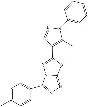 3-(4-methylphenyl)-6-(5-methyl-1-phenyl-1H-pyrazol-4-yl)[1,2,4]triazolo[3,4-b][1,3,4]thiadiazole Struktur