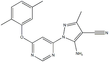 5-amino-1-[6-(2,5-dimethylphenoxy)-4-pyrimidinyl]-3-methyl-1H-pyrazole-4-carbonitrile Struktur