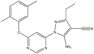 5-amino-1-[6-(2,5-dimethylphenoxy)-4-pyrimidinyl]-3-ethyl-1H-pyrazole-4-carbonitrile Struktur