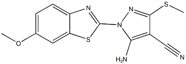 5-amino-1-(6-methoxy-1,3-benzothiazol-2-yl)-3-(methylsulfanyl)-1H-pyrazole-4-carbonitrile Struktur