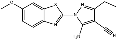 5-amino-3-ethyl-1-(6-methoxy-1,3-benzothiazol-2-yl)-1H-pyrazole-4-carbonitrile Struktur