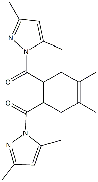 1-({6-[(3,5-dimethyl-1H-pyrazol-1-yl)carbonyl]-3,4-dimethyl-3-cyclohexen-1-yl}carbonyl)-3,5-dimethyl-1H-pyrazole Struktur