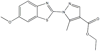 ethyl 1-(6-methoxy-1,3-benzothiazol-2-yl)-5-methyl-1H-pyrazole-4-carboxylate Struktur