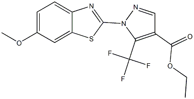 ethyl 1-(6-methoxy-1,3-benzothiazol-2-yl)-5-(trifluoromethyl)-1H-pyrazole-4-carboxylate Struktur