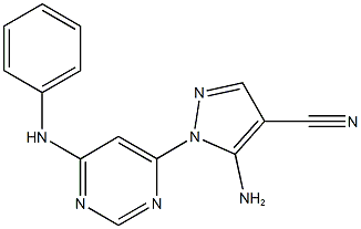 5-amino-1-(6-anilino-4-pyrimidinyl)-1H-pyrazole-4-carbonitrile Struktur