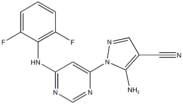 5-amino-1-[6-(2,6-difluoroanilino)-4-pyrimidinyl]-1H-pyrazole-4-carbonitrile Struktur