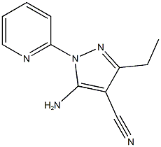 5-amino-3-ethyl-1-(2-pyridinyl)-1H-pyrazole-4-carbonitrile Struktur