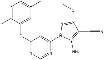 5-amino-1-[6-(2,5-dimethylphenoxy)-4-pyrimidinyl]-3-(methylsulfanyl)-1H-pyrazole-4-carbonitrile Struktur