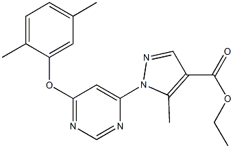 ethyl 1-[6-(2,5-dimethylphenoxy)-4-pyrimidinyl]-5-methyl-1H-pyrazole-4-carboxylate Struktur