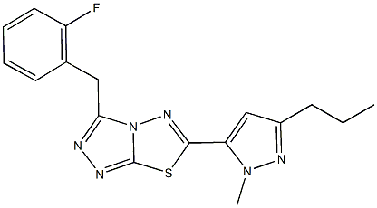 3-(2-fluorobenzyl)-6-(1-methyl-3-propyl-1H-pyrazol-5-yl)[1,2,4]triazolo[3,4-b][1,3,4]thiadiazole Struktur