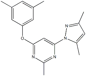 4-(3,5-dimethylphenoxy)-6-(3,5-dimethyl-1H-pyrazol-1-yl)-2-methylpyrimidine Struktur