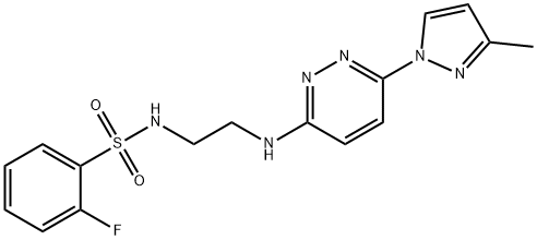 2-fluoro-N-(2-{[6-(3-methyl-1H-pyrazol-1-yl)-3-pyridazinyl]amino}ethyl)benzenesulfonamide Struktur