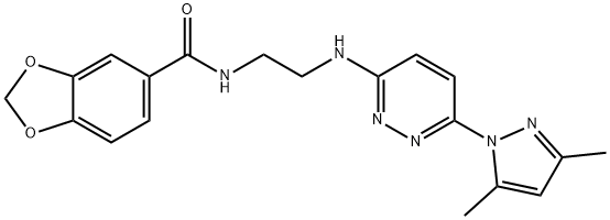 N-(2-{[6-(3,5-dimethyl-1H-pyrazol-1-yl)-3-pyridazinyl]amino}ethyl)-1,3-benzodioxole-5-carboxamide Struktur