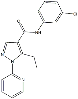 N-(3-chlorophenyl)-5-ethyl-1-(2-pyridinyl)-1H-pyrazole-4-carboxamide Struktur