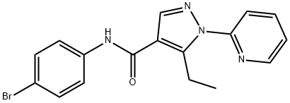 N-(4-bromophenyl)-5-ethyl-1-(2-pyridinyl)-1H-pyrazole-4-carboxamide Struktur