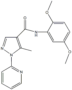 N-(2,5-dimethoxyphenyl)-5-methyl-1-(2-pyridinyl)-1H-pyrazole-4-carboxamide Struktur