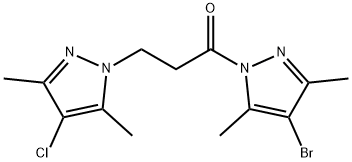 4-bromo-1-[3-(4-chloro-3,5-dimethyl-1H-pyrazol-1-yl)propanoyl]-3,5-dimethyl-1H-pyrazole Struktur