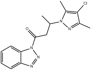 1-[3-(4-chloro-3,5-dimethyl-1H-pyrazol-1-yl)butanoyl]-1H-1,2,3-benzotriazole Struktur