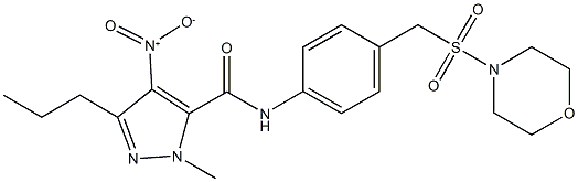 4-nitro-1-methyl-N-{4-[(4-morpholinylsulfonyl)methyl]phenyl}-3-propyl-1H-pyrazole-5-carboxamide Struktur