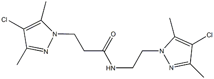 3-(4-chloro-3,5-dimethyl-1H-pyrazol-1-yl)-N-[2-(4-chloro-3,5-dimethyl-1H-pyrazol-1-yl)ethyl]propanamide Struktur