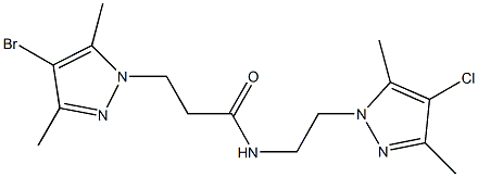 3-(4-bromo-3,5-dimethyl-1H-pyrazol-1-yl)-N-[2-(4-chloro-3,5-dimethyl-1H-pyrazol-1-yl)ethyl]propanamide Struktur