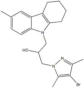 1-(4-bromo-3,5-dimethyl-1H-pyrazol-1-yl)-3-(6-methyl-1,2,3,4-tetrahydro-9H-carbazol-9-yl)-2-propanol Struktur