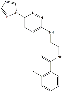 2-methyl-N-(2-{[6-(1H-pyrazol-1-yl)-3-pyridazinyl]amino}ethyl)benzamide Struktur